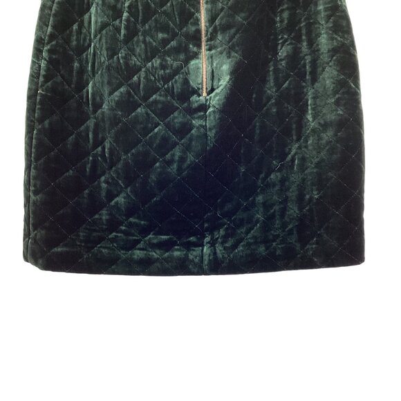 Sandro Quilted Skirt Size 2 Quilted Green Velvet Mini Viscose & Silk Blend - Picture 8 of 12